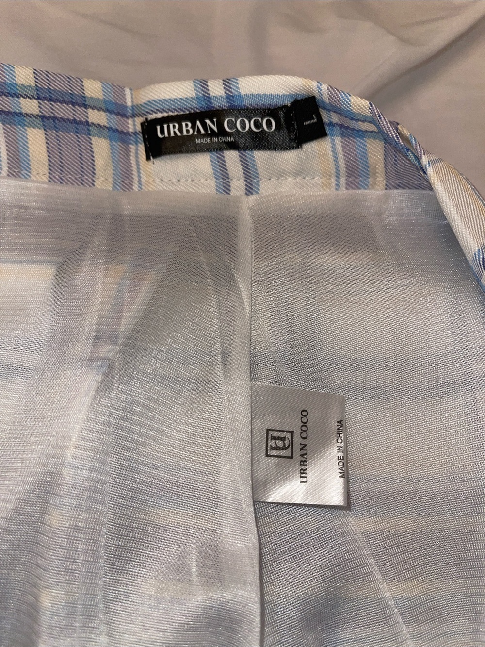Pleated Mini Skirt in White with Purple and Blue Plaid - Picture 2 of 6